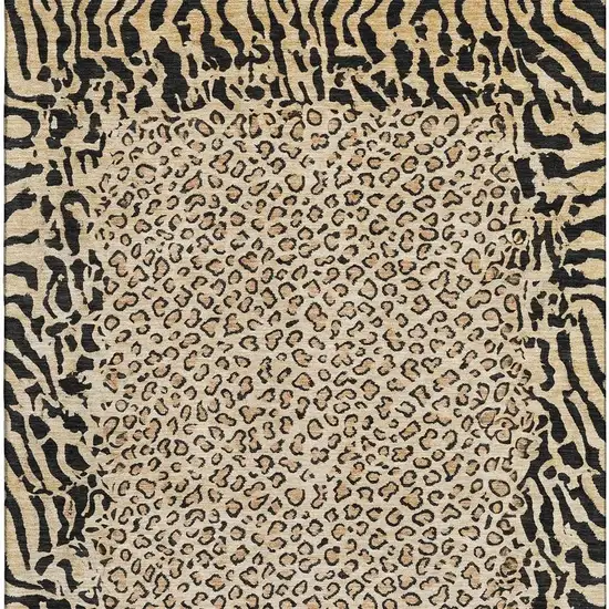 Gold And Black Animal Print Washable Area Rug With UV Protection Photo 3
