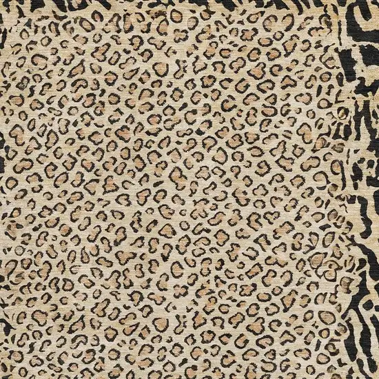 Gold And Black Animal Print Washable Area Rug With UV Protection Photo 2