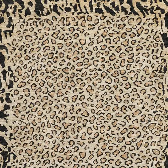 Gold And Black Animal Print Washable Area Rug With UV Protection Photo 2