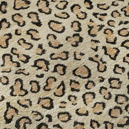 Gold And Black Animal Print Washable Area Rug With UV Protection Photo 9