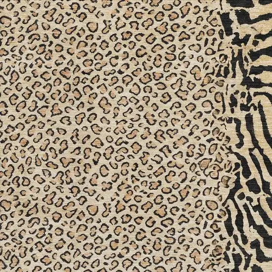 Gold And Black Animal Print Washable Area Rug With UV Protection Photo 2