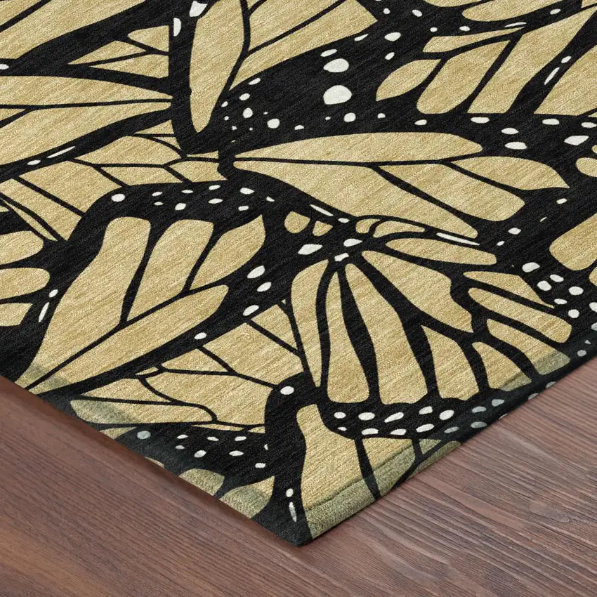 Gold And Black Animal Print Washable Indoor Outdoor Area Rug Photo 3