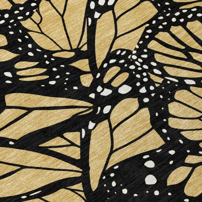 Gold And Black Animal Print Washable Indoor Outdoor Area Rug Photo 4