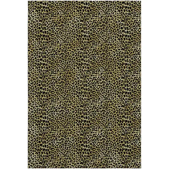 Gold And Black Leopard Print Washable Indoor Outdoor Area Rug Photo 2