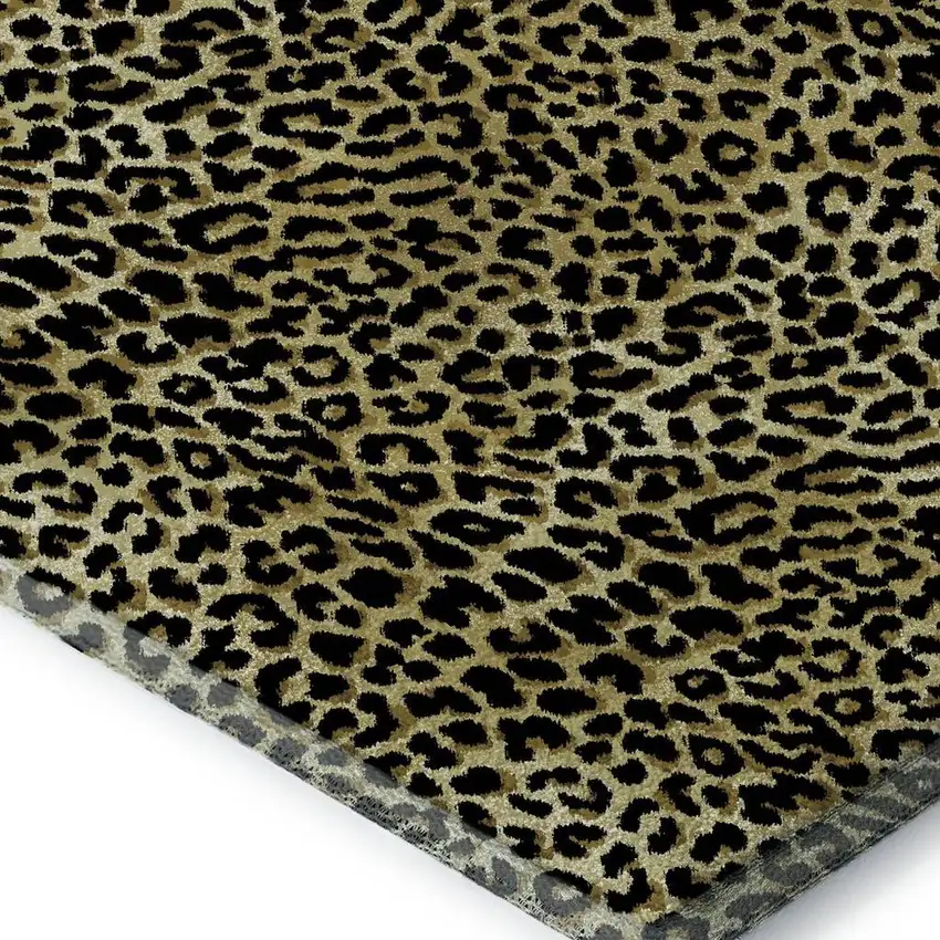 Gold And Black Leopard Print Washable Indoor Outdoor Area Rug Photo 4
