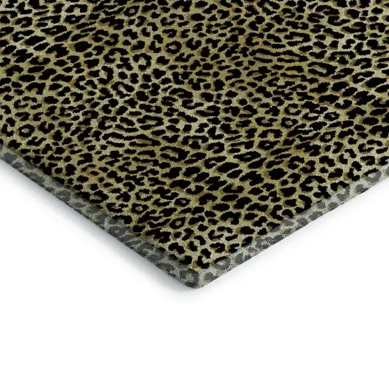 Gold And Black Leopard Print Washable Indoor Outdoor Area Rug Photo 5