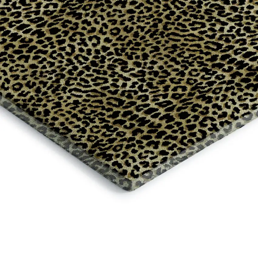 Gold And Black Leopard Print Washable Indoor Outdoor Area Rug Photo 5
