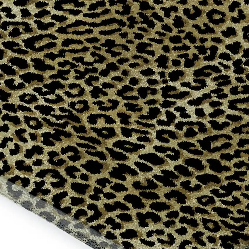 Gold And Black Leopard Print Washable Indoor Outdoor Area Rug Photo 5