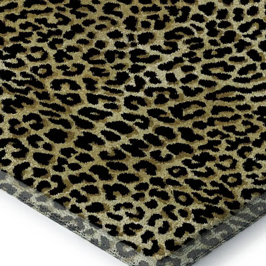 Gold And Black Leopard Print Washable Indoor Outdoor Area Rug Photo 6