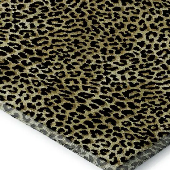 Gold And Black Leopard Print Washable Indoor Outdoor Area Rug Photo 6