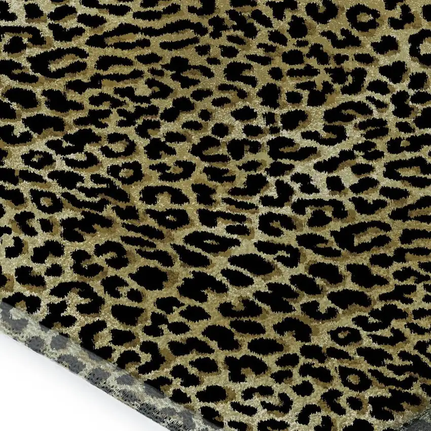 Gold And Black Leopard Print Washable Indoor Outdoor Area Rug Photo 5