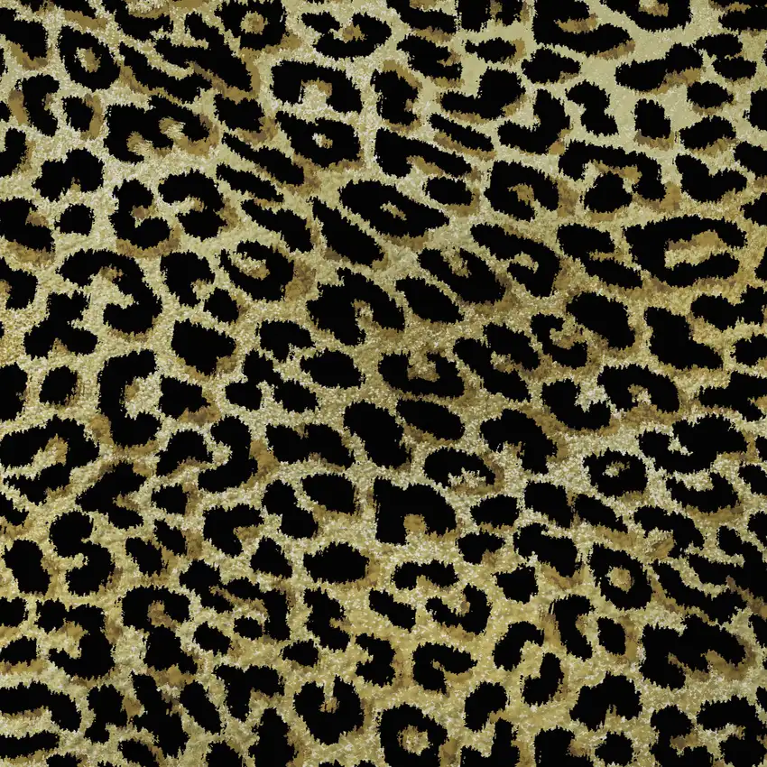 Gold And Black Leopard Print Washable Indoor Outdoor Area Rug Photo 9