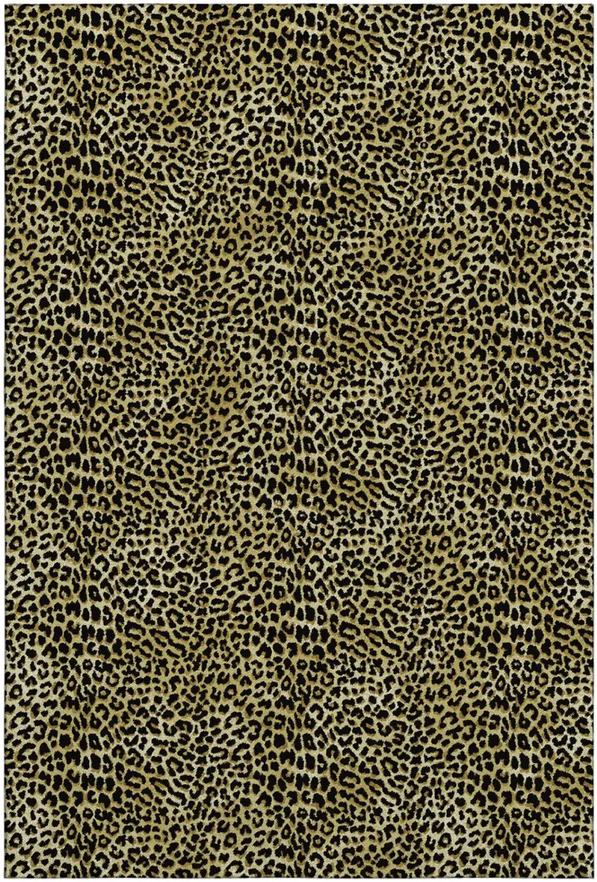 Gold And Black Leopard Print Washable Indoor Outdoor Area Rug Photo 1