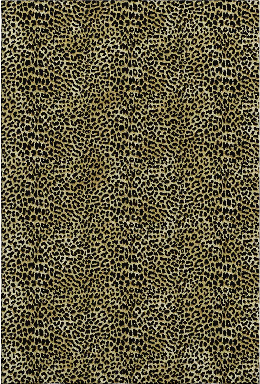 Gold And Black Leopard Print Washable Indoor Outdoor Area Rug Photo 8