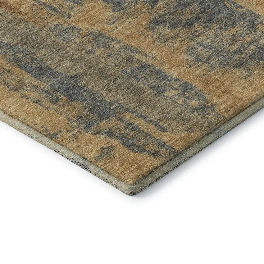 Gold And Blue Abstract Washable Area Rug With UV Protection Photo 9