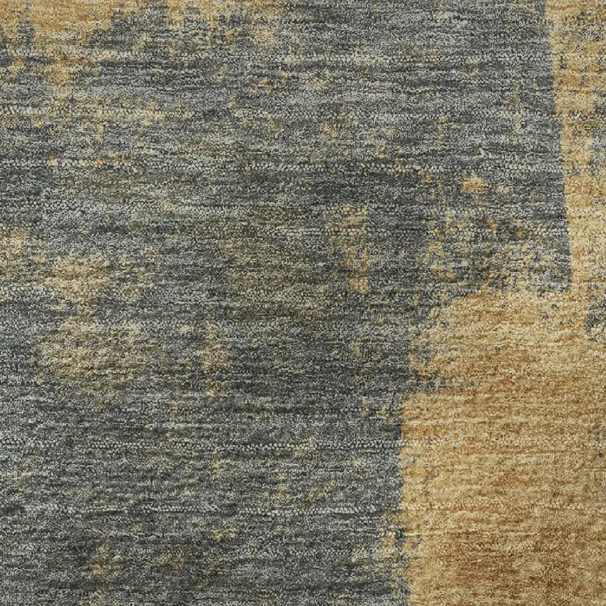 Gold And Blue Abstract Washable Area Rug With UV Protection Photo 2