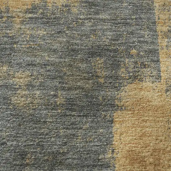 Gold And Blue Abstract Washable Area Rug With UV Protection Photo 2
