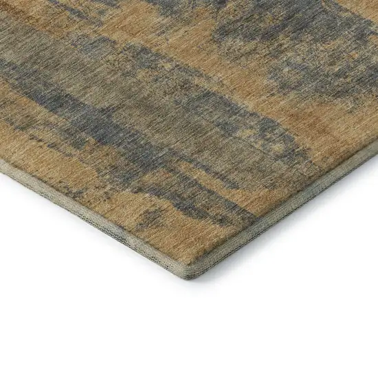 Gold And Blue Abstract Washable Area Rug With UV Protection Photo 8