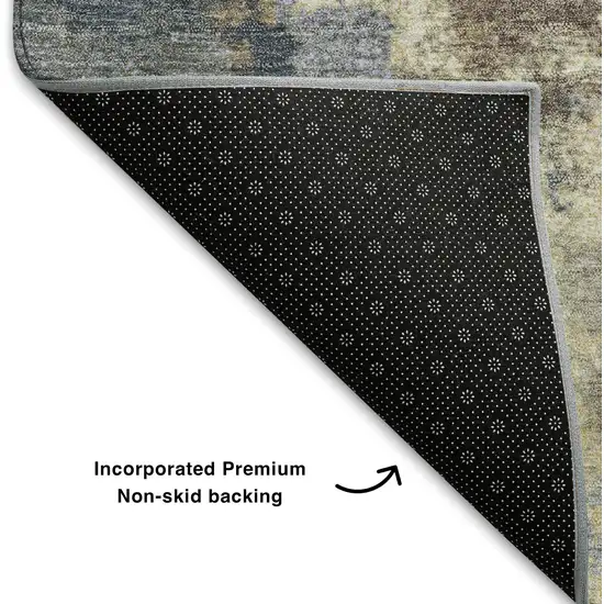 Gold And Blue Abstract Washable Area Rug With UV Protection Photo 7