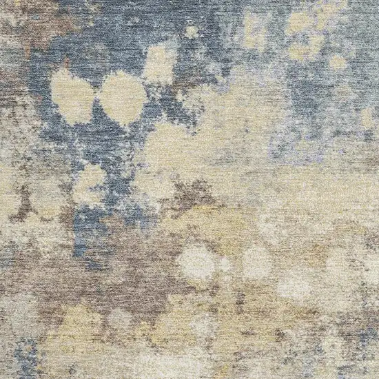 Gold And Blue Abstract Washable Area Rug With UV Protection Photo 3