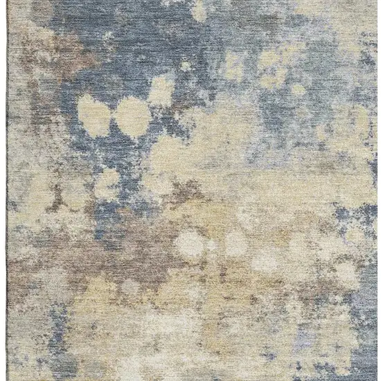 Gold And Blue Abstract Washable Area Rug With UV Protection Photo 3