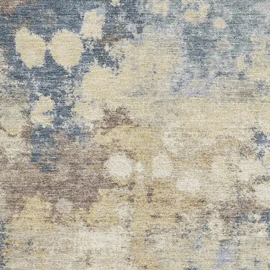 Gold And Blue Abstract Washable Area Rug With UV Protection Photo 3