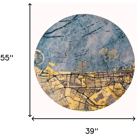 Gold And Blue Abstract Washable Area Rug With UV Protection Photo 8