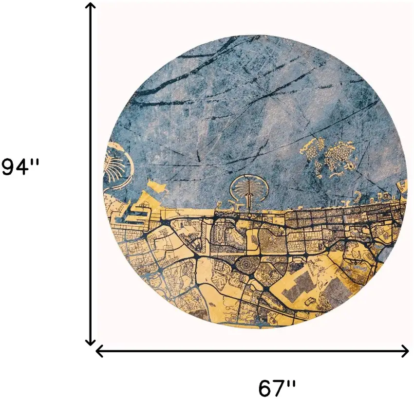 Gold And Blue Abstract Washable Area Rug With UV Protection Photo 6