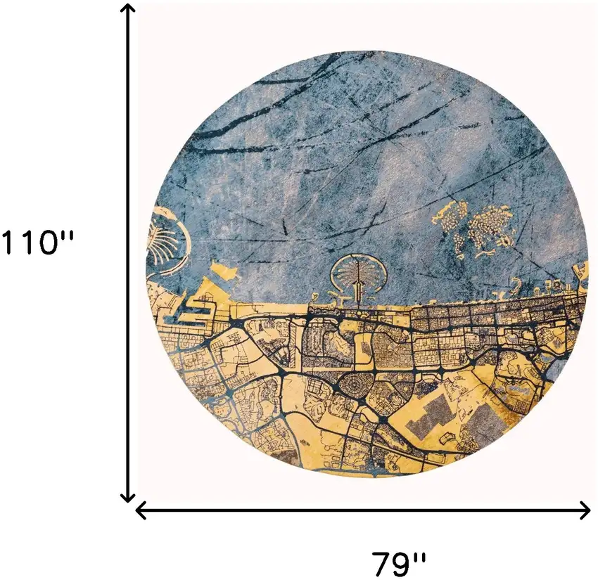 Gold And Blue Abstract Washable Area Rug With UV Protection Photo 6