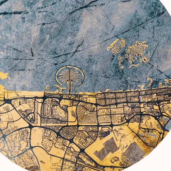 Gold And Blue Abstract Washable Area Rug With UV Protection Photo 3