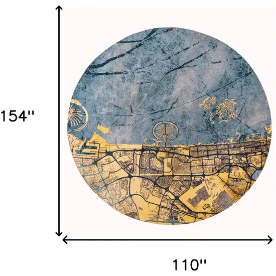 Gold And Blue Abstract Washable Area Rug With UV Protection Photo 6