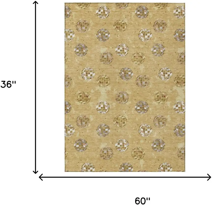 Gold And Blue Geometric Washable Indoor Outdoor Area Rug Photo 8