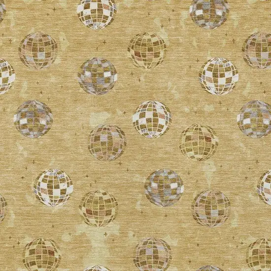 Gold And Blue Geometric Washable Indoor Outdoor Area Rug Photo 4