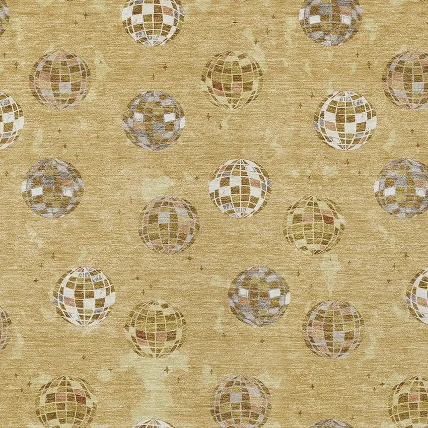 Gold And Blue Geometric Washable Indoor Outdoor Area Rug Photo 4