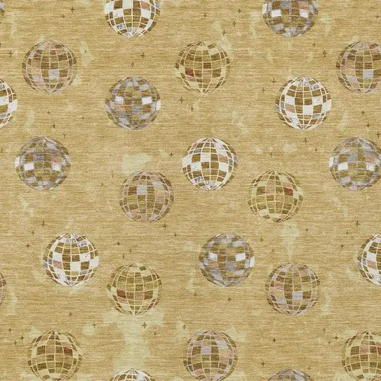 Gold And Blue Geometric Washable Indoor Outdoor Area Rug Photo 3