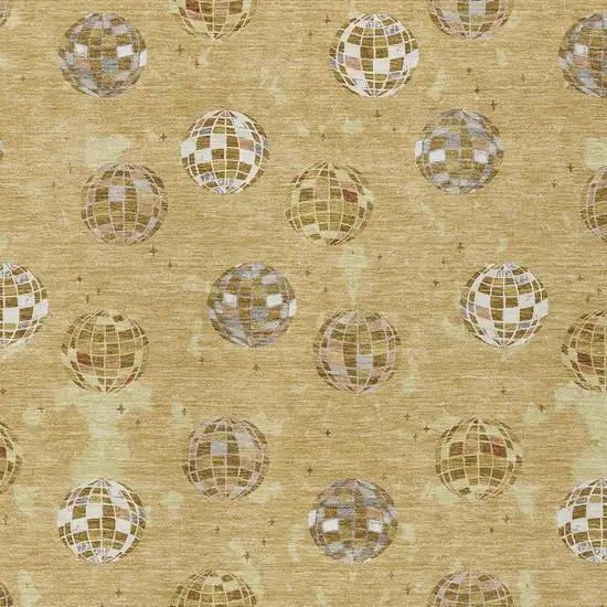 Gold And Blue Geometric Washable Indoor Outdoor Area Rug Photo 5