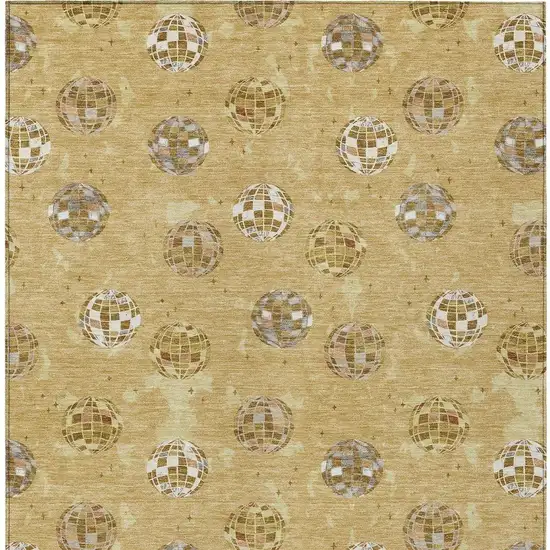 Gold And Blue Geometric Washable Indoor Outdoor Area Rug Photo 4