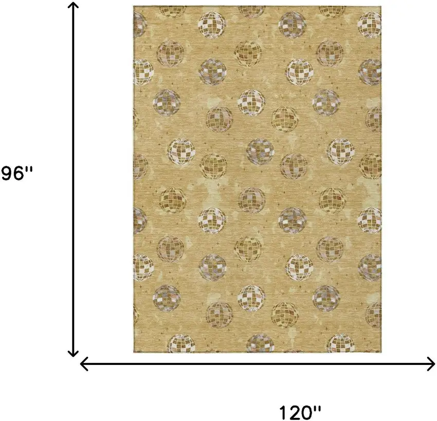 Gold And Blue Geometric Washable Indoor Outdoor Area Rug Photo 9