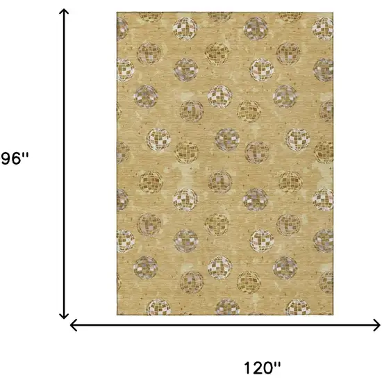 Gold And Blue Geometric Washable Indoor Outdoor Area Rug Photo 9