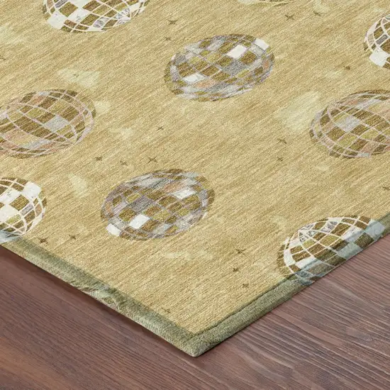 Gold And Blue Geometric Washable Indoor Outdoor Area Rug Photo 7