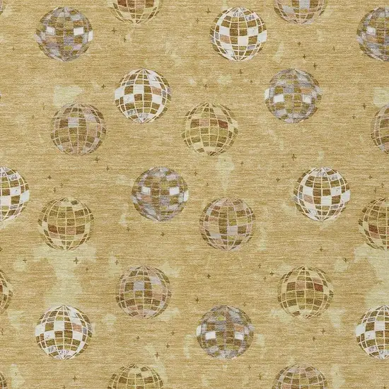 Gold And Blue Geometric Washable Indoor Outdoor Area Rug Photo 3