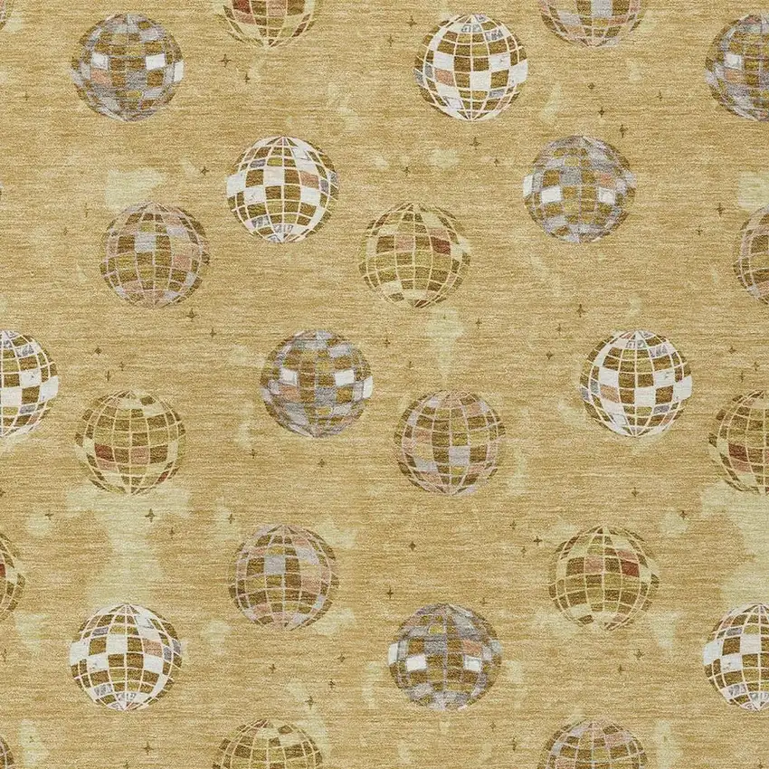 Gold And Blue Geometric Washable Indoor Outdoor Area Rug Photo 3