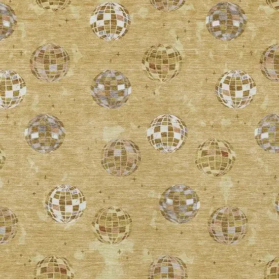 Gold And Blue Geometric Washable Indoor Outdoor Area Rug Photo 5