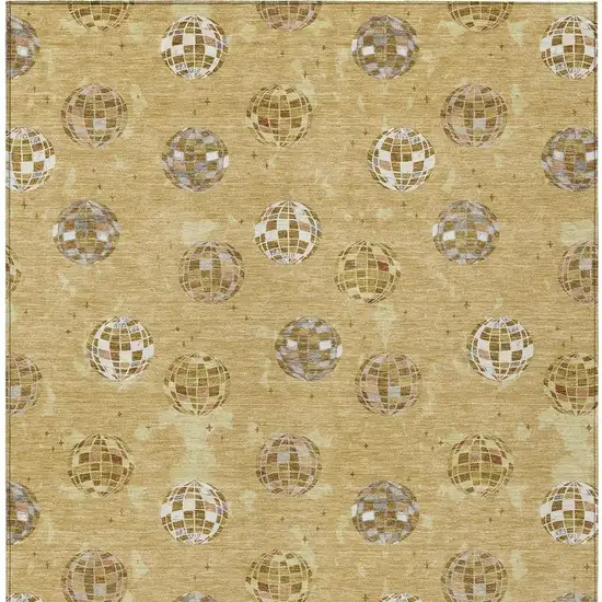 Gold And Blue Geometric Washable Indoor Outdoor Area Rug Photo 6