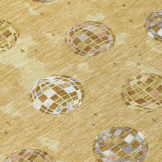 Gold And Blue Geometric Washable Indoor Outdoor Area Rug Photo 8