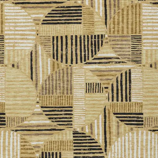 Gold And Blue Geometric Washable Indoor Outdoor Area Rug Photo 3