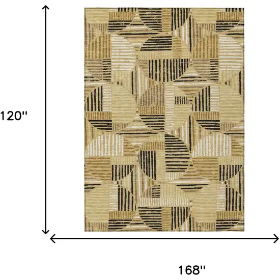 Gold And Blue Geometric Washable Indoor Outdoor Area Rug Photo 7