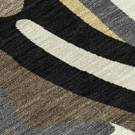Gold And Brown Abstract Washable Indoor Outdoor Area Rug Photo 2