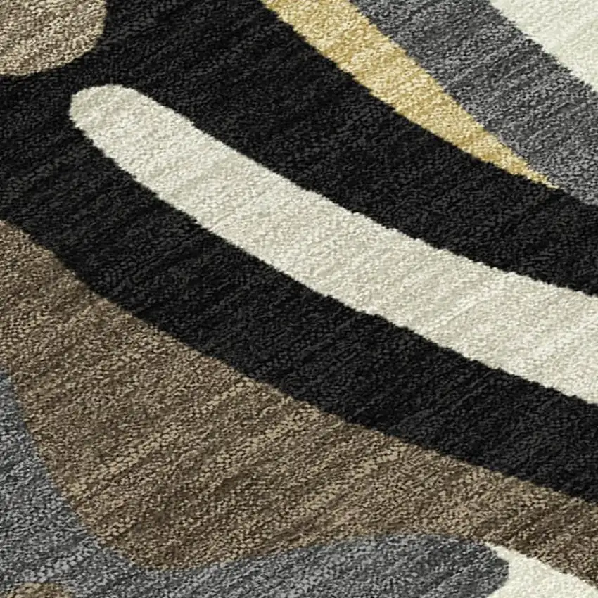 Gold And Brown Abstract Washable Indoor Outdoor Area Rug Photo 2