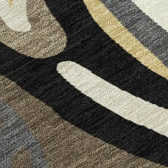 Gold And Brown Abstract Washable Indoor Outdoor Area Rug Photo 2